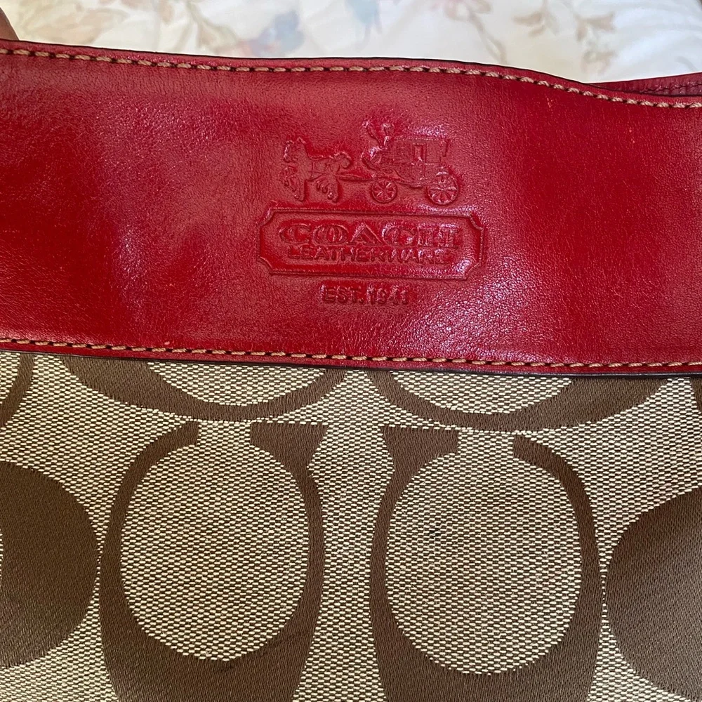 Red Coach Zoe Hobo Bag - Picture 4 of 8